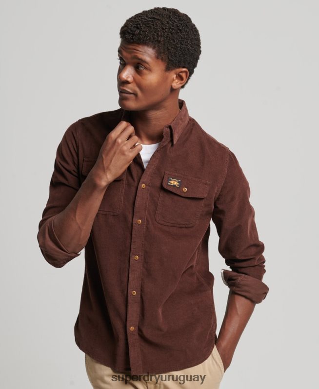 uy Superdry hombres camisa trailsman de pana marrón DT2N8Z224 ropa