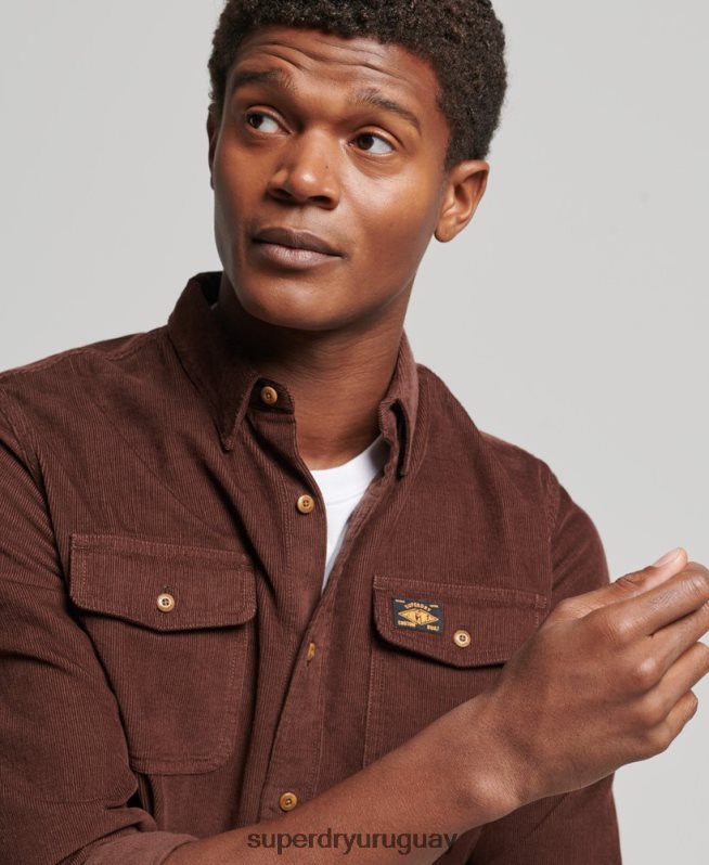 uy Superdry hombres camisa trailsman de pana marrón DT2N8Z224 ropa
