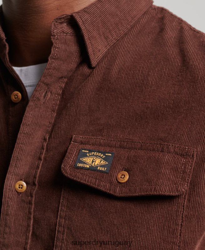 uy Superdry hombres camisa trailsman de pana marrón DT2N8Z224 ropa