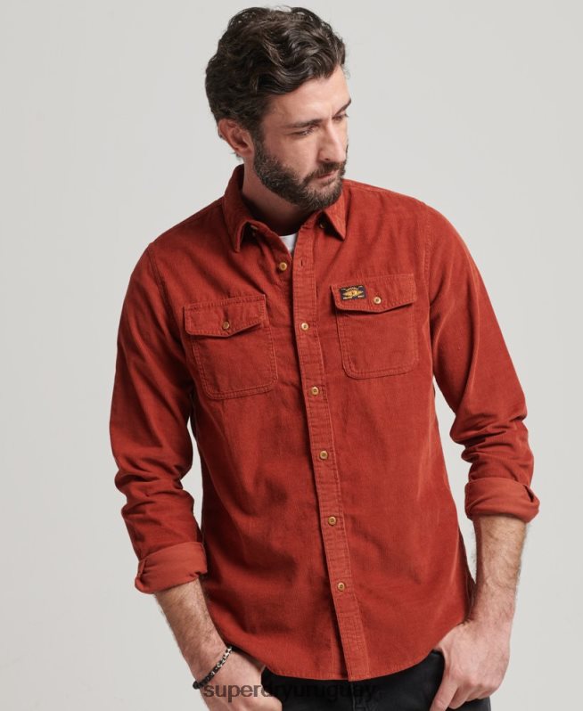 uy Superdry hombres camisa trailsman de pana marrón DT2N8Z228 ropa
