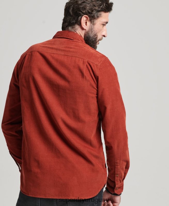 uy Superdry hombres camisa trailsman de pana marrón DT2N8Z228 ropa