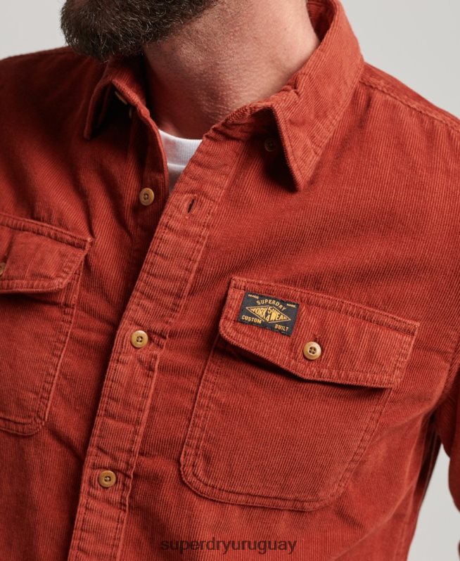 uy Superdry hombres camisa trailsman de pana marrón DT2N8Z228 ropa