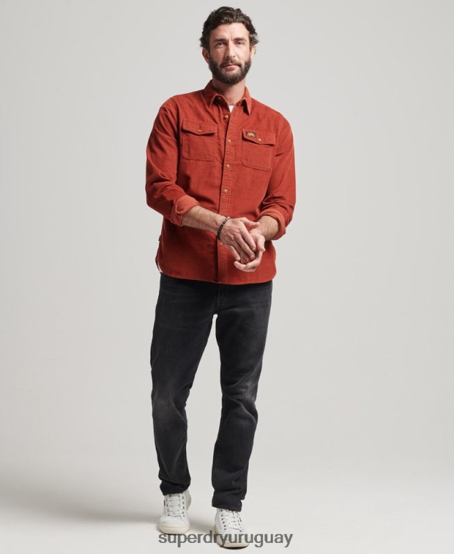 uy Superdry hombres camisa trailsman de pana marrón DT2N8Z228 ropa