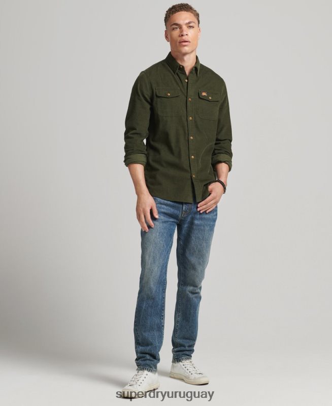 uy Superdry hombres camisa trailsman de pana verde DT2N8Z232 ropa