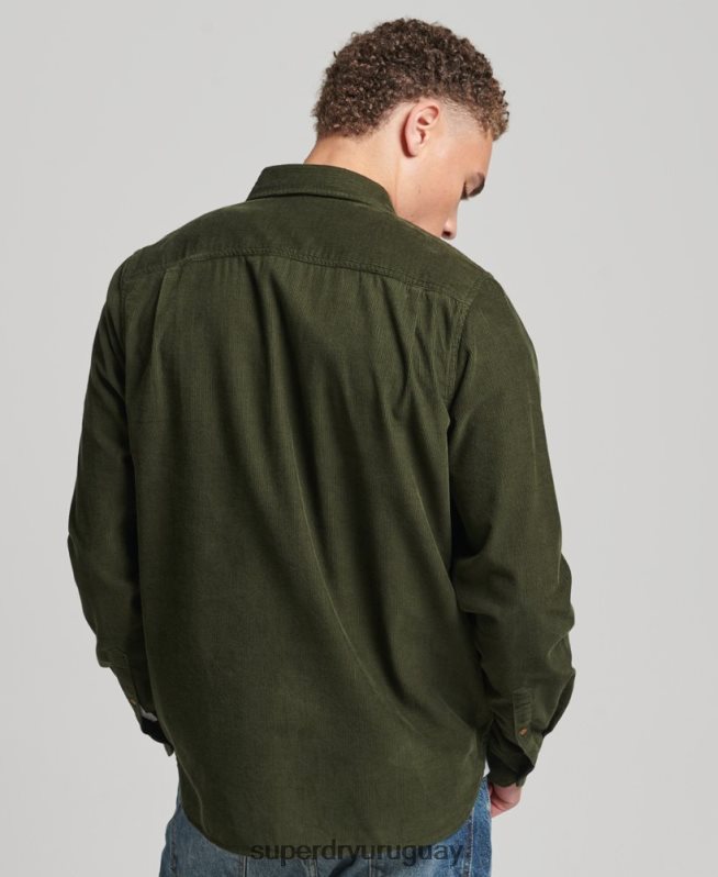 uy Superdry hombres camisa trailsman de pana verde DT2N8Z232 ropa
