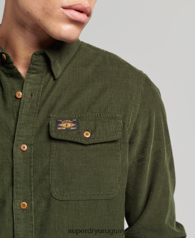 uy Superdry hombres camisa trailsman de pana verde DT2N8Z232 ropa