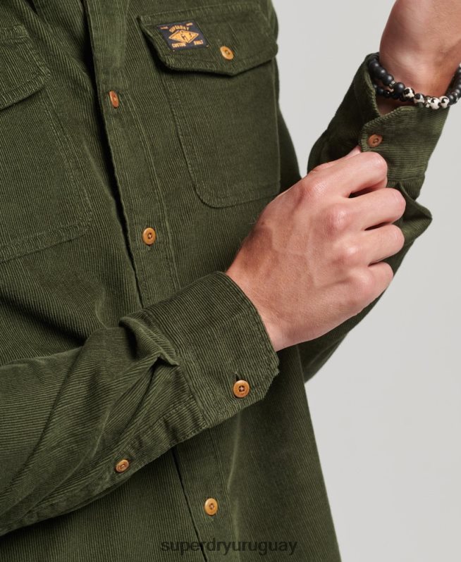 uy Superdry hombres camisa trailsman de pana verde DT2N8Z232 ropa