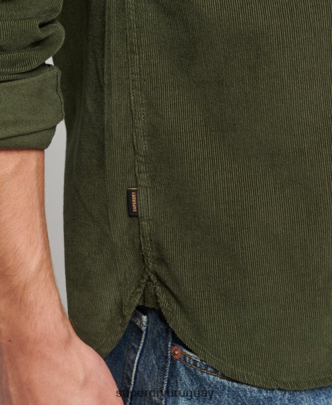 uy Superdry hombres camisa trailsman de pana verde DT2N8Z232 ropa