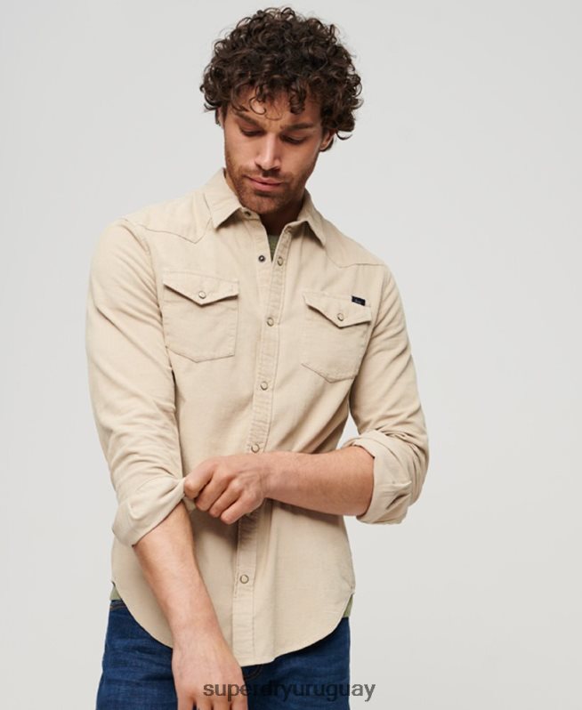 uy Superdry hombres camisa vaquera de pana vintage marrón DT2N8Z82 ropa