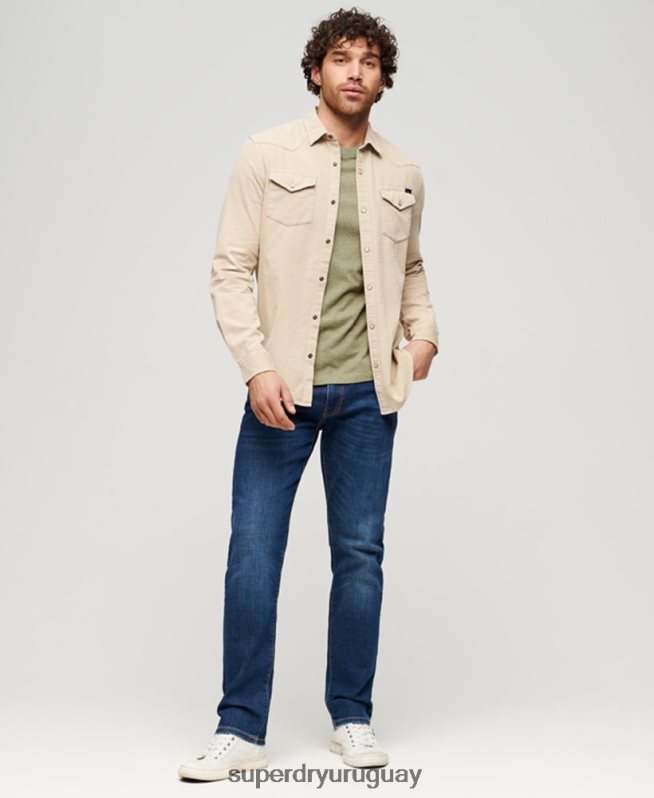 uy Superdry hombres camisa vaquera de pana vintage marrón DT2N8Z82 ropa