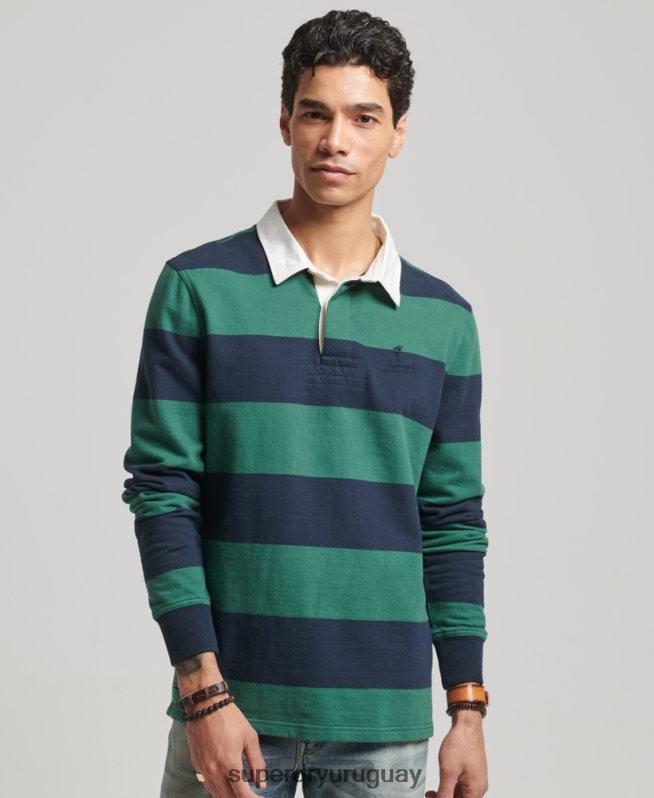 uy Superdry hombres camiseta de rugby de manga larga lavada Armada DT2N8Z239 ropa