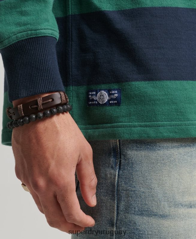 uy Superdry hombres camiseta de rugby de manga larga lavada Armada DT2N8Z239 ropa