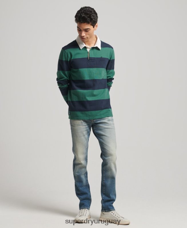 uy Superdry hombres camiseta de rugby de manga larga lavada Armada DT2N8Z239 ropa