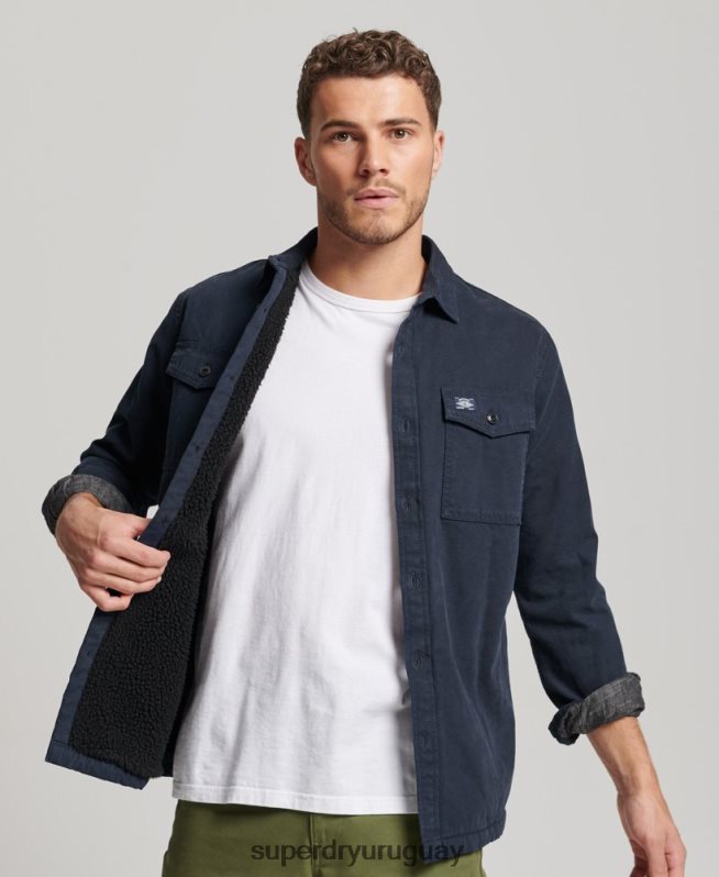 uy Superdry hombres sobrecamisa Miller con forro de borreguito Armada DT2N8Z143 ropa