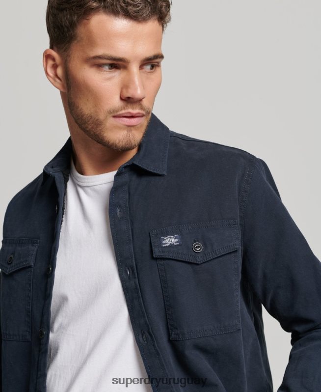 uy Superdry hombres sobrecamisa Miller con forro de borreguito Armada DT2N8Z143 ropa