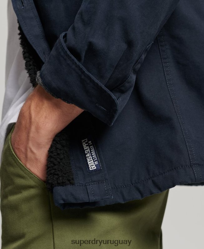 uy Superdry hombres sobrecamisa Miller con forro de borreguito Armada DT2N8Z143 ropa