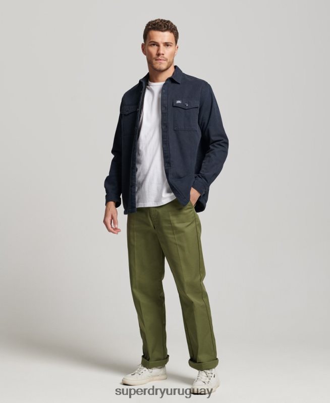 uy Superdry hombres sobrecamisa Miller con forro de borreguito Armada DT2N8Z143 ropa