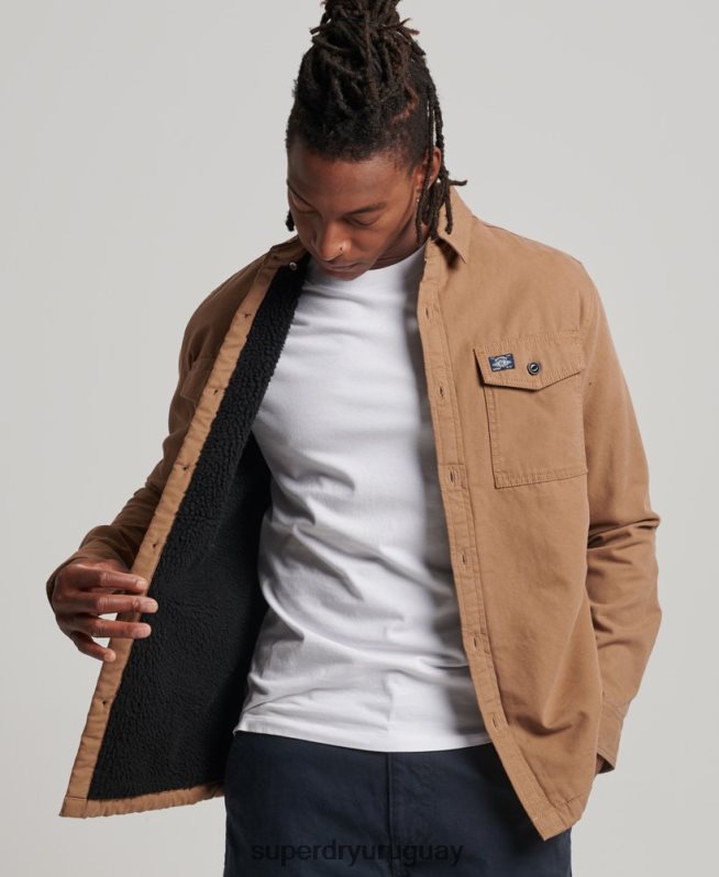 uy Superdry hombres sobrecamisa Miller con forro de borreguito marrón DT2N8Z166 ropa