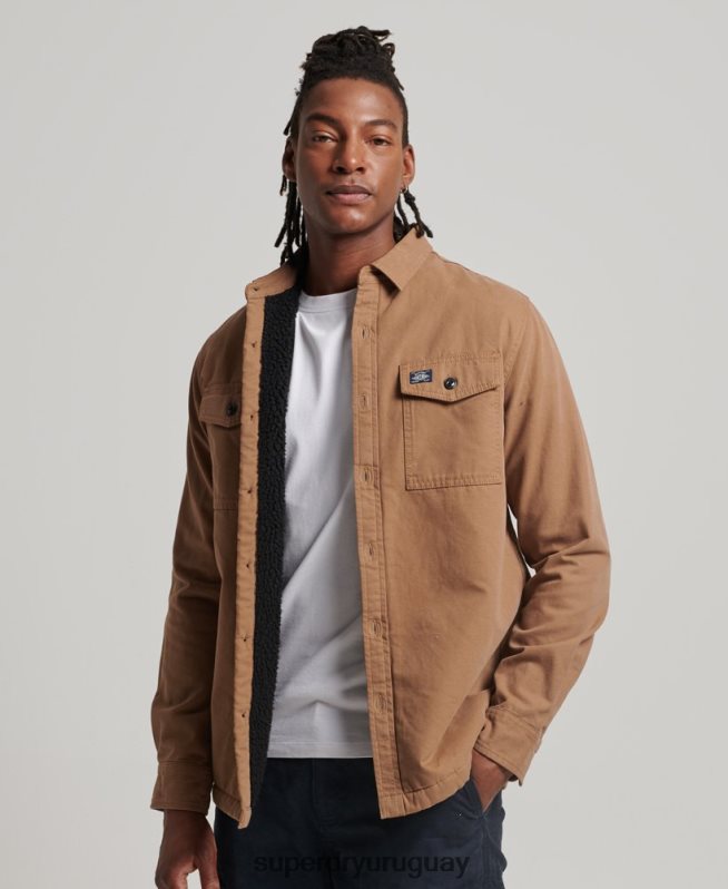 uy Superdry hombres sobrecamisa Miller con forro de borreguito marrón DT2N8Z166 ropa
