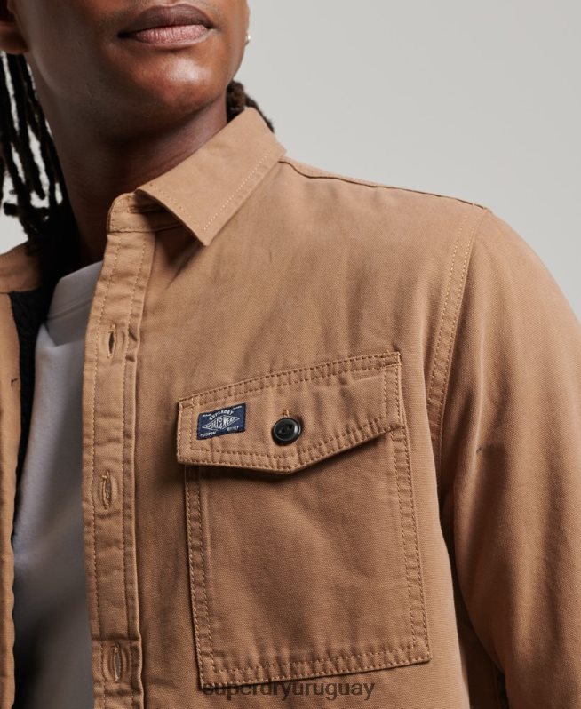 uy Superdry hombres sobrecamisa Miller con forro de borreguito marrón DT2N8Z166 ropa