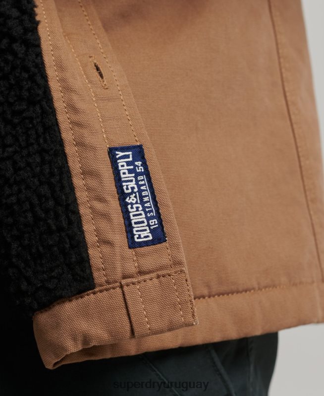 uy Superdry hombres sobrecamisa Miller con forro de borreguito marrón DT2N8Z166 ropa