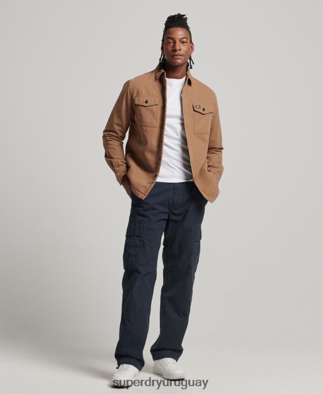 uy Superdry hombres sobrecamisa Miller con forro de borreguito marrón DT2N8Z166 ropa