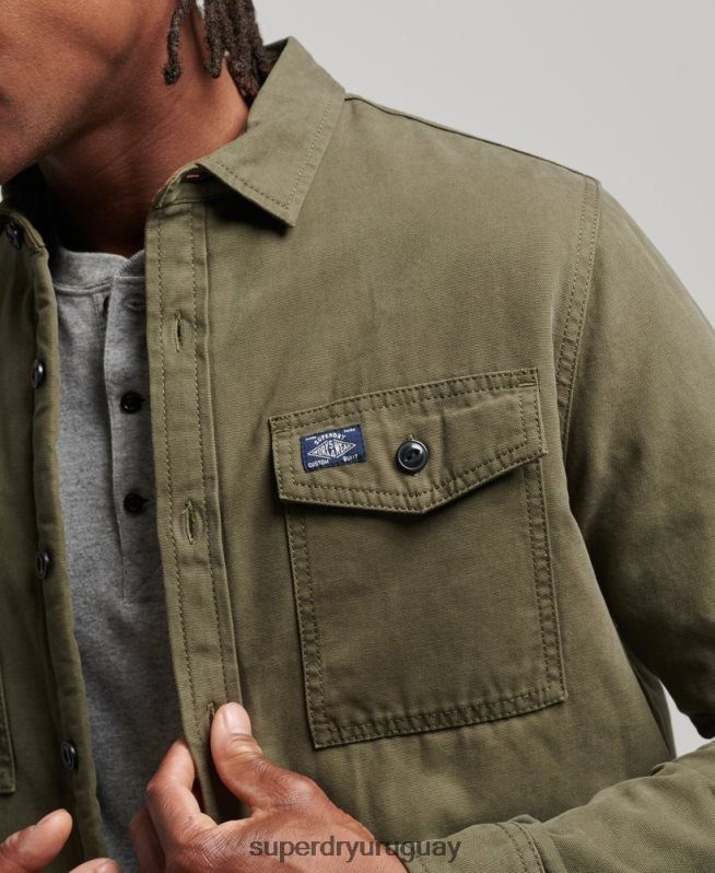 uy Superdry hombres sobrecamisa Miller con forro de borreguito verde DT2N8Z163 ropa