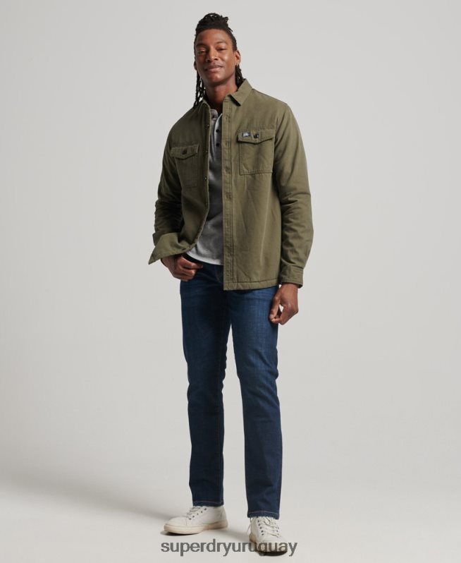uy Superdry hombres sobrecamisa Miller con forro de borreguito verde DT2N8Z163 ropa