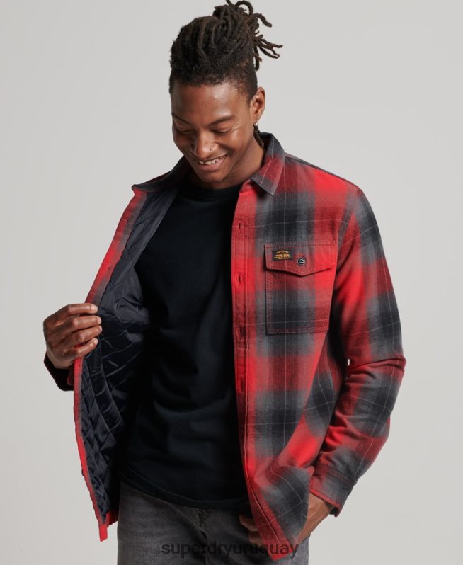 uy Superdry hombres sobrecamisa a cuadros capitonada rojo DT2N8Z6393 ropa