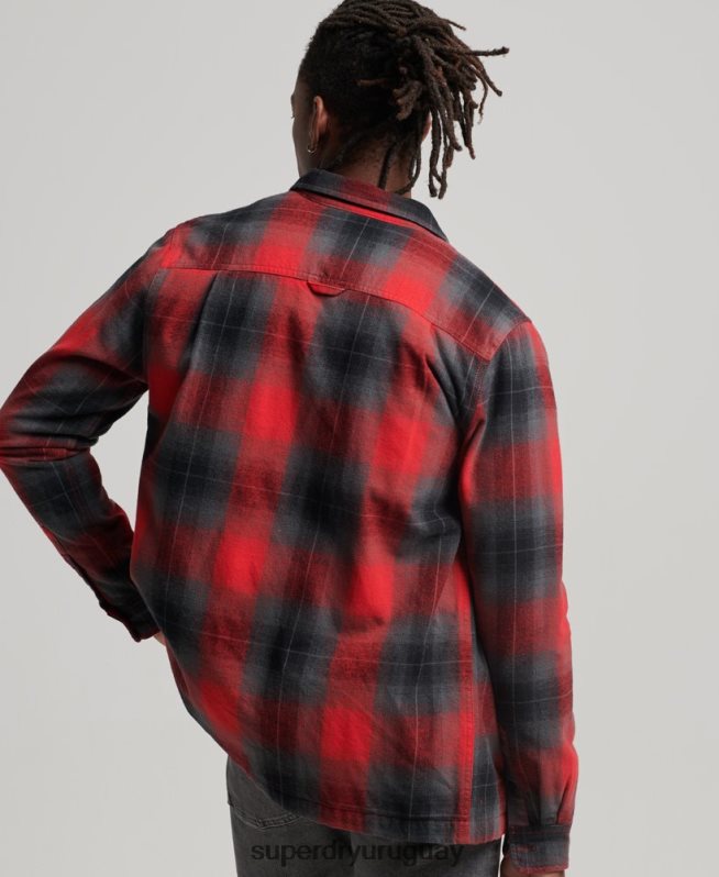 uy Superdry hombres sobrecamisa a cuadros capitonada rojo DT2N8Z6393 ropa