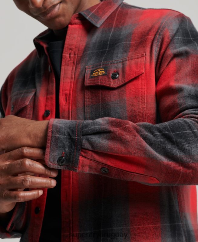 uy Superdry hombres sobrecamisa a cuadros capitonada rojo DT2N8Z6393 ropa