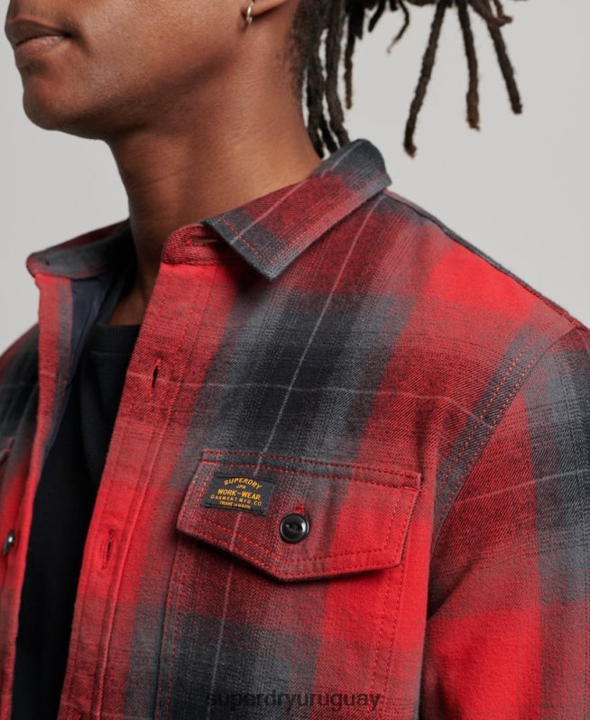 uy Superdry hombres sobrecamisa a cuadros capitonada rojo DT2N8Z6393 ropa