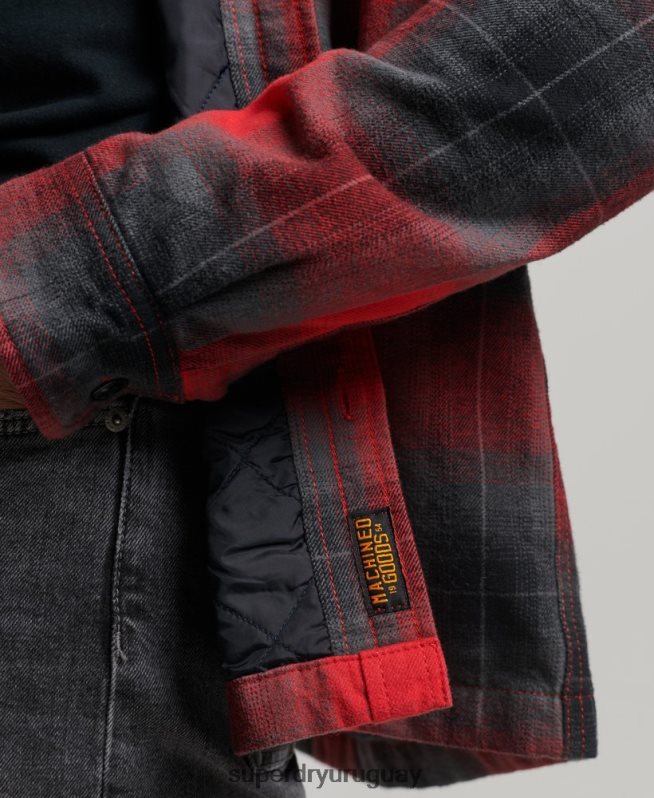 uy Superdry hombres sobrecamisa a cuadros capitonada rojo DT2N8Z6393 ropa