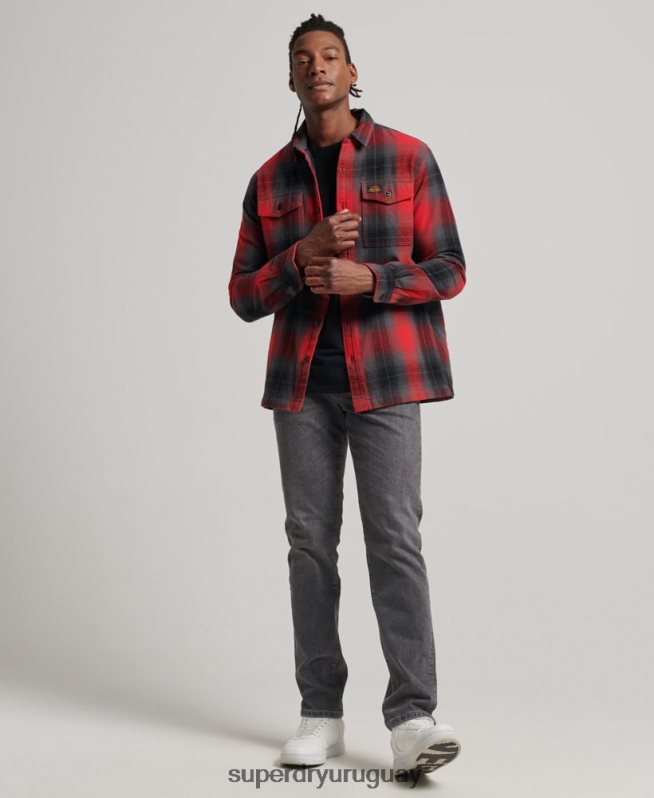 uy Superdry hombres sobrecamisa a cuadros capitonada rojo DT2N8Z6393 ropa