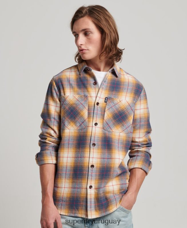 uy Superdry hombres sobrecamisa a cuadros vintage oro DT2N8Z191 ropa