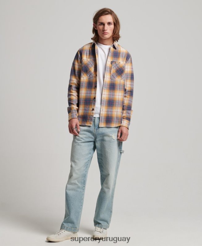 uy Superdry hombres sobrecamisa a cuadros vintage oro DT2N8Z191 ropa