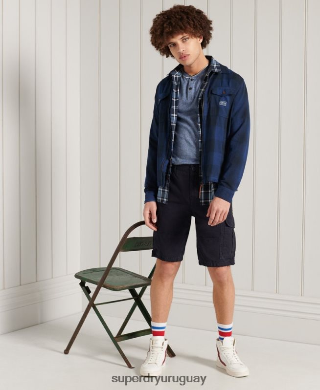 uy Superdry hombres sobrecamisa de franela azul DT2N8Z237 ropa