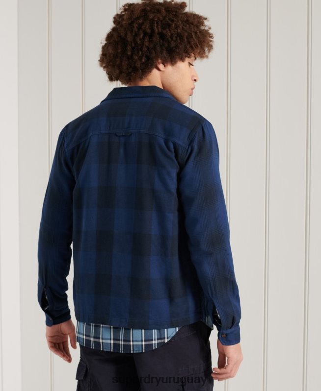 uy Superdry hombres sobrecamisa de franela azul DT2N8Z237 ropa