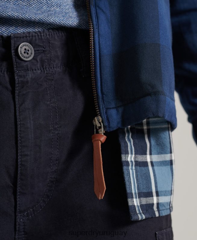 uy Superdry hombres sobrecamisa de franela azul DT2N8Z237 ropa