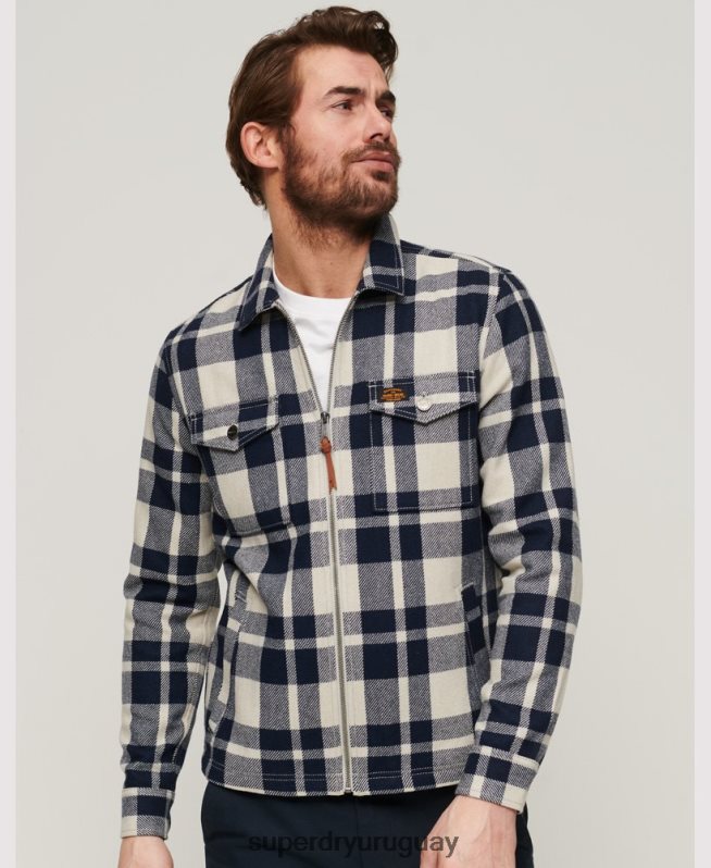 uy Superdry hombres sobrecamisa de lana con cremallera azul claro DT2N8Z240 ropa