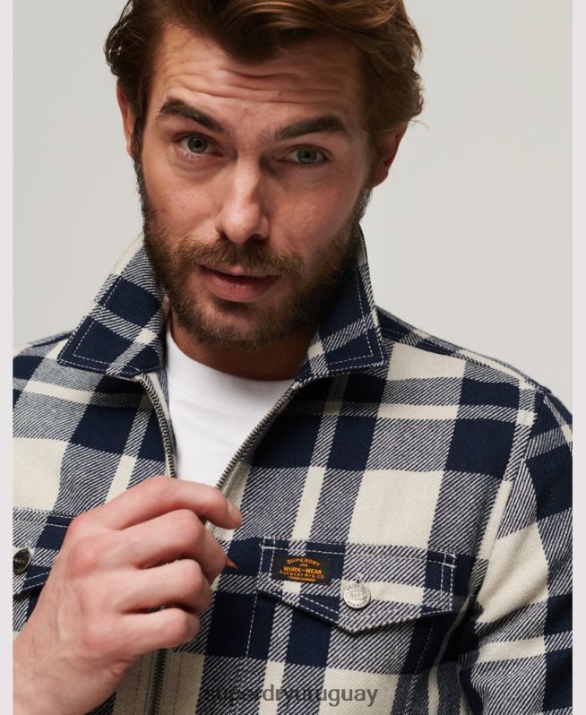 uy Superdry hombres sobrecamisa de lana con cremallera azul claro DT2N8Z240 ropa