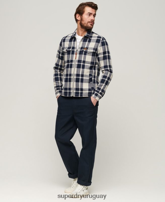uy Superdry hombres sobrecamisa de lana con cremallera azul claro DT2N8Z240 ropa