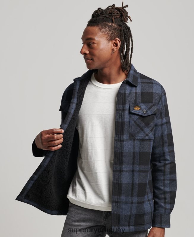 uy Superdry hombres sobrecamisa de lana miller con forro de sherpa gris oscuro DT2N8Z195 ropa