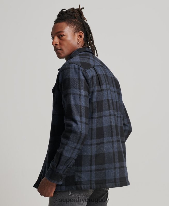 uy Superdry hombres sobrecamisa de lana miller con forro de sherpa gris oscuro DT2N8Z195 ropa