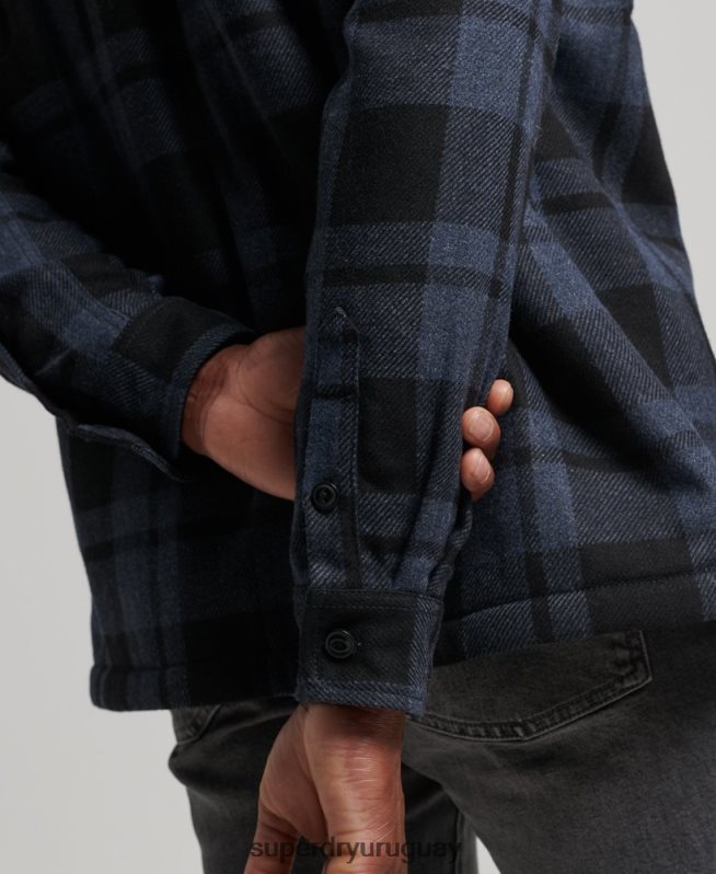 uy Superdry hombres sobrecamisa de lana miller con forro de sherpa gris oscuro DT2N8Z195 ropa