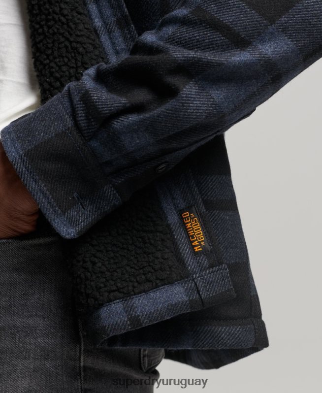 uy Superdry hombres sobrecamisa de lana miller con forro de sherpa gris oscuro DT2N8Z195 ropa