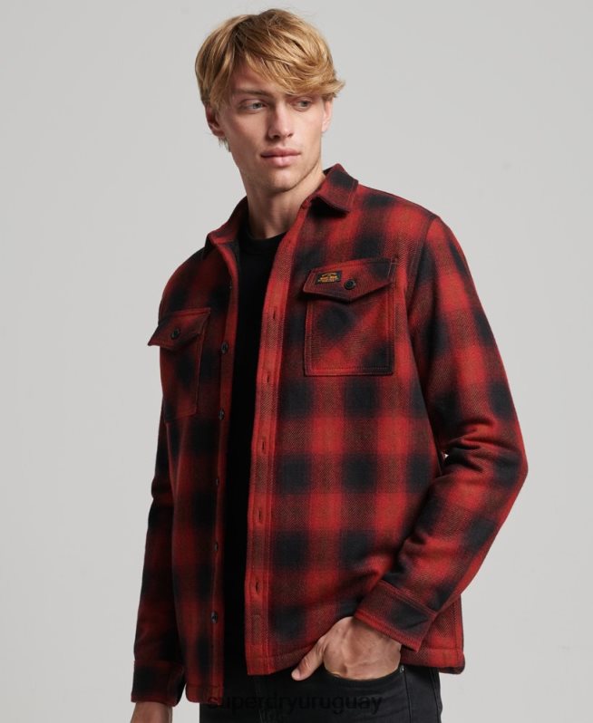 uy Superdry hombres sobrecamisa de lana miller con forro de sherpa rojo DT2N8Z155 ropa