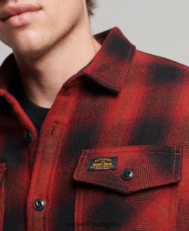 uy Superdry hombres sobrecamisa de lana miller con forro de sherpa rojo DT2N8Z155 ropa