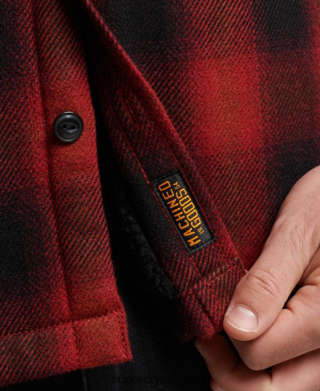 uy Superdry hombres sobrecamisa de lana miller con forro de sherpa rojo DT2N8Z155 ropa