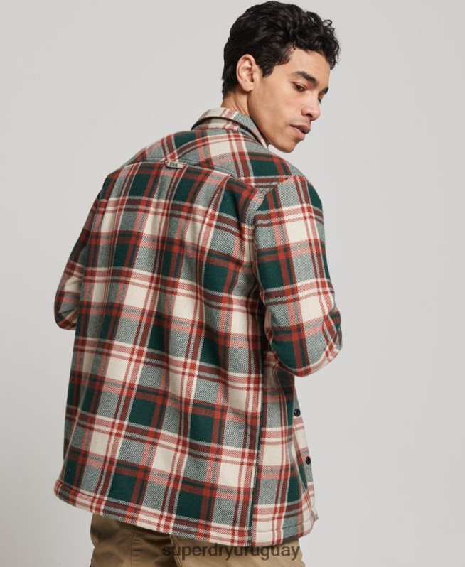 uy Superdry hombres sobrecamisa de lana miller con forro de sherpa verde DT2N8Z173 ropa